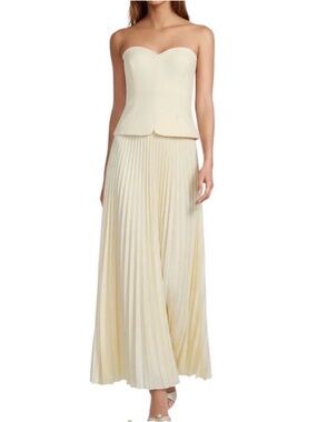 ANTONIO MELANI Strapless Pleated Maxi Dress in Cream